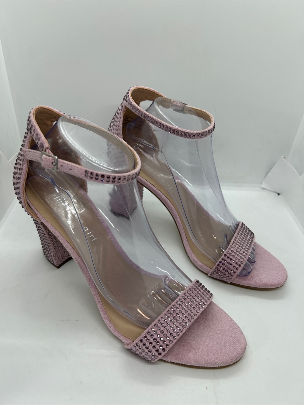 Madden Girl Bella HS Lavender-Pink Rhinestone Round Toe High Heel Shoes Size 10M